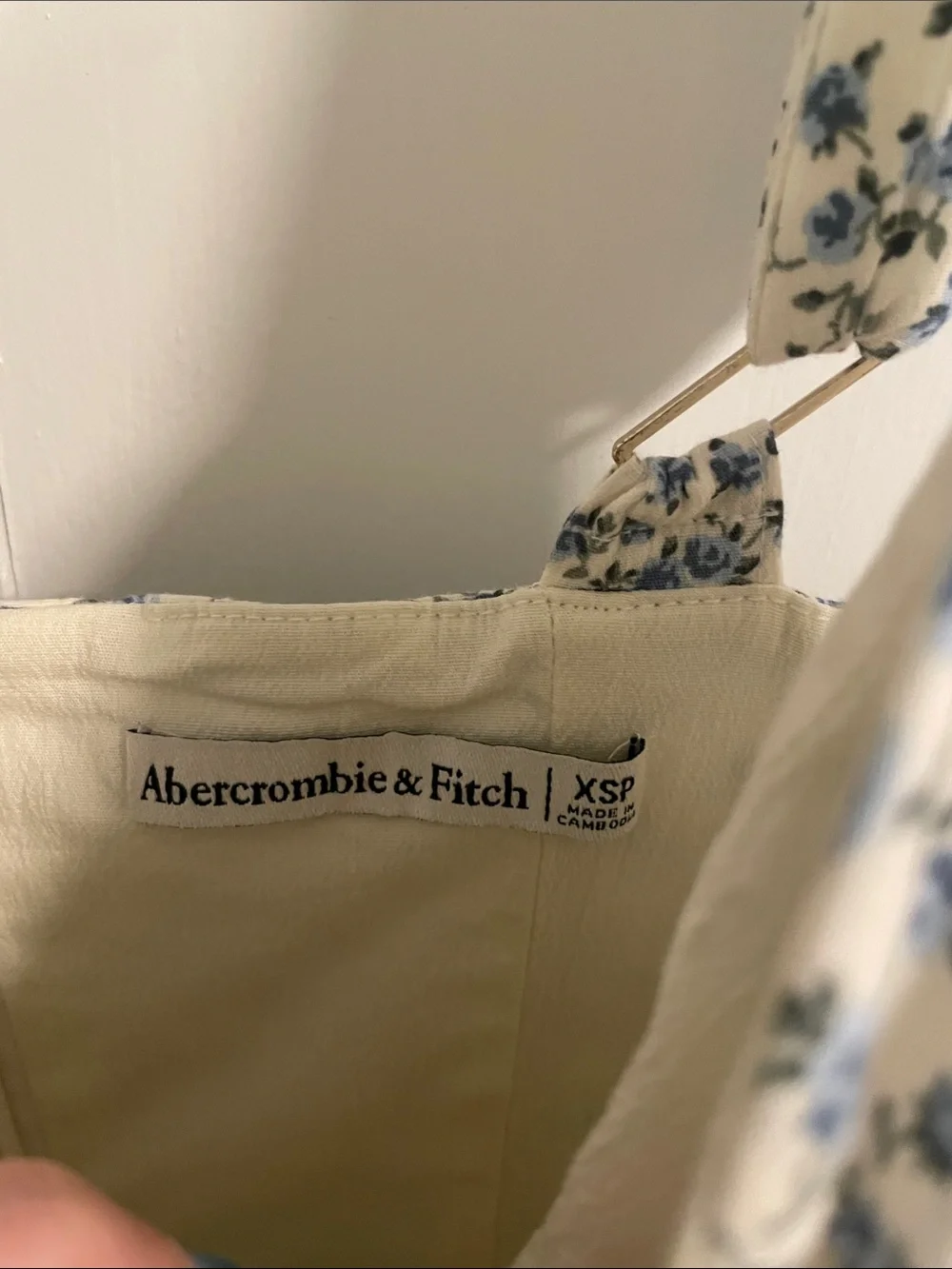 Abercrombie & Fitch White Maxi Dress with Blue Ditsy Floral